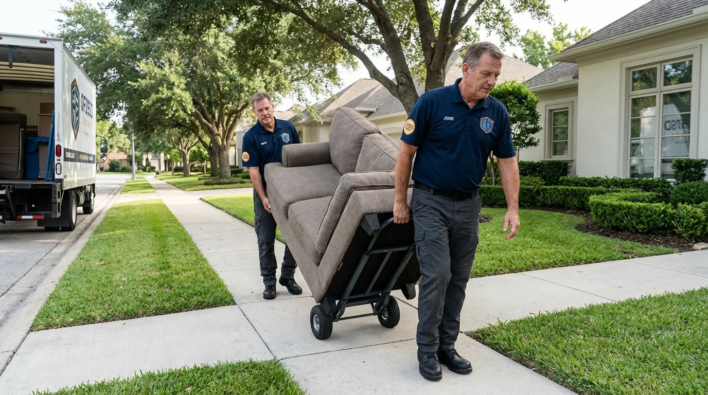 Local residential moving crew loading furniture in Hamlet, NC